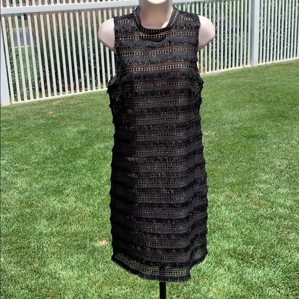 J. Crew Lined Black Eyelash Fringe Dress